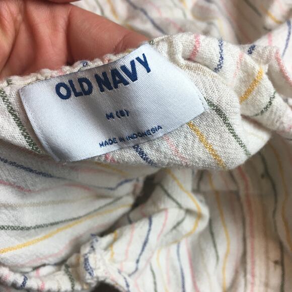 Old Navy Girls Romper Size 8 Linen Natural Beige Pink Blue - Picture 6 of 6